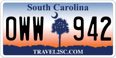 SC license plate OWW942