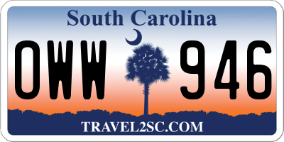 SC license plate OWW946