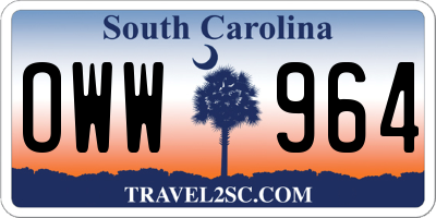 SC license plate OWW964