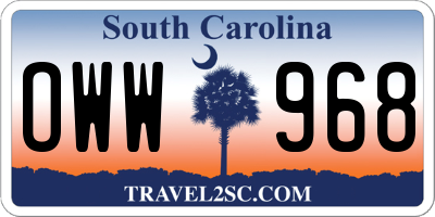 SC license plate OWW968