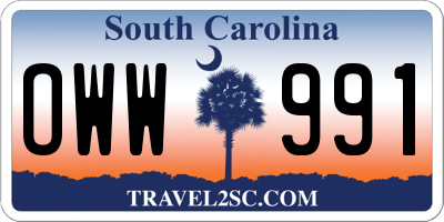 SC license plate OWW991