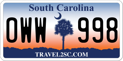 SC license plate OWW998