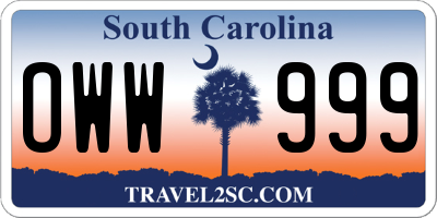 SC license plate OWW999