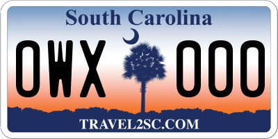 SC license plate OWX000