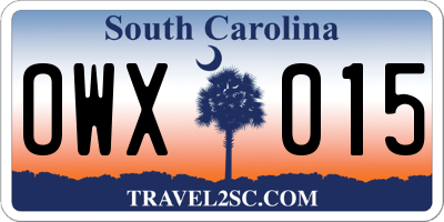 SC license plate OWX015