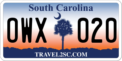 SC license plate OWX020