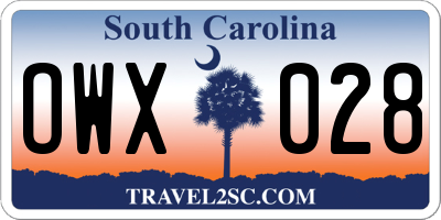 SC license plate OWX028
