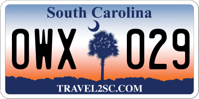 SC license plate OWX029