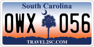 SC license plate OWX056