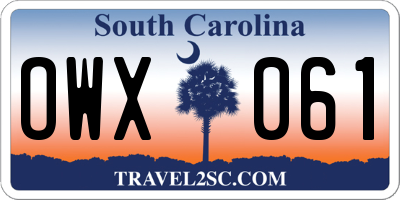 SC license plate OWX061