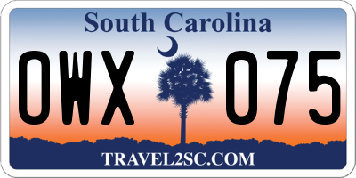 SC license plate OWX075