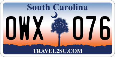 SC license plate OWX076