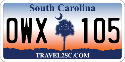SC license plate OWX105