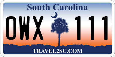 SC license plate OWX111