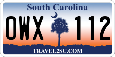 SC license plate OWX112