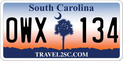 SC license plate OWX134