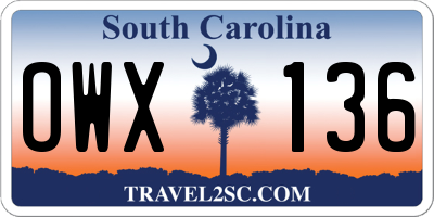 SC license plate OWX136