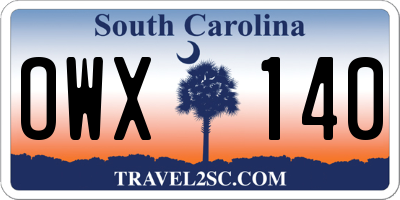 SC license plate OWX140