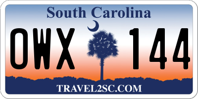 SC license plate OWX144