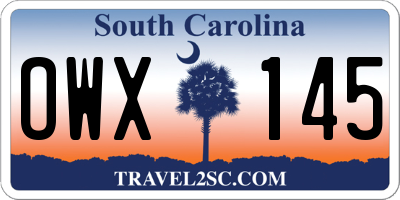 SC license plate OWX145