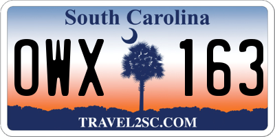 SC license plate OWX163