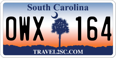 SC license plate OWX164