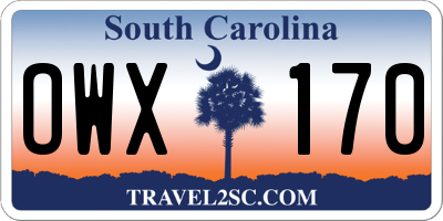 SC license plate OWX170