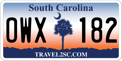 SC license plate OWX182