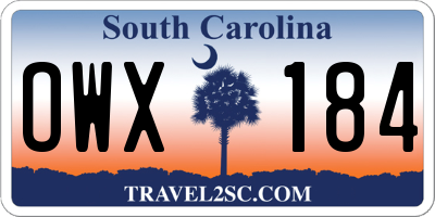 SC license plate OWX184