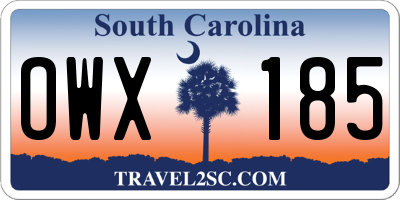 SC license plate OWX185