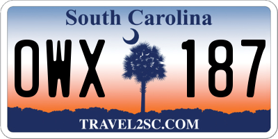 SC license plate OWX187