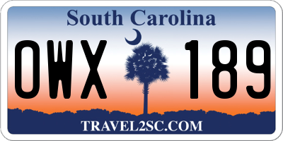 SC license plate OWX189