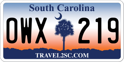 SC license plate OWX219