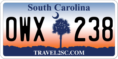 SC license plate OWX238
