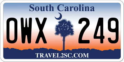 SC license plate OWX249