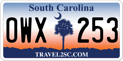 SC license plate OWX253