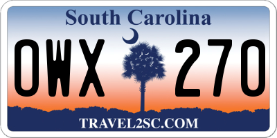 SC license plate OWX270