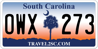 SC license plate OWX273