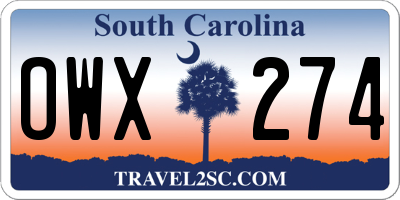 SC license plate OWX274