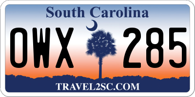 SC license plate OWX285