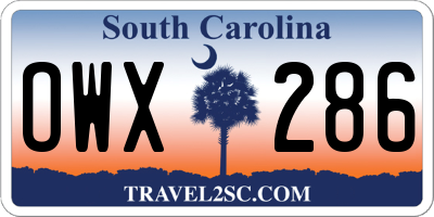 SC license plate OWX286
