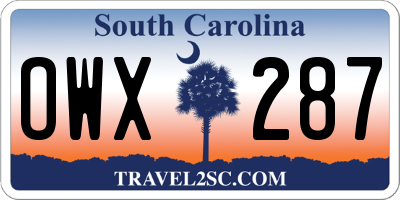 SC license plate OWX287