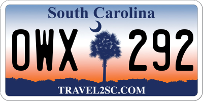 SC license plate OWX292