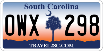 SC license plate OWX298