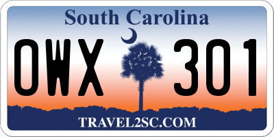 SC license plate OWX301