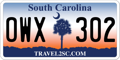 SC license plate OWX302