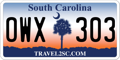 SC license plate OWX303