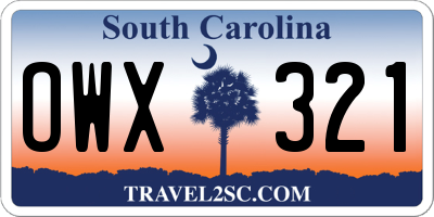 SC license plate OWX321