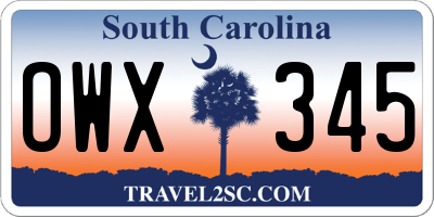SC license plate OWX345