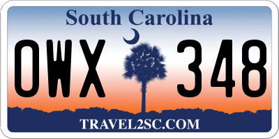 SC license plate OWX348